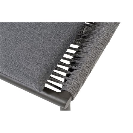 "Авиньон" кресло плетеное из роупа, каркас алюминий серый (RAL7022) муар, роуп серый круглый, ткань темно-серая 027