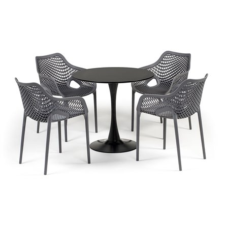 "Беллини" обеденная группа на 4 персоны, цвет темно-серый