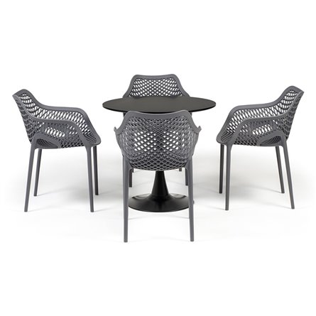 "Беллини" обеденная группа на 4 персоны, цвет темно-серый