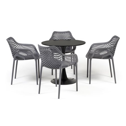 "Беллини" обеденная группа на 4 персоны, цвет темно-серый