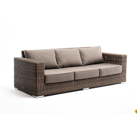 "Боно" диван из искусственного ротанга трехместный, цвет коричневый