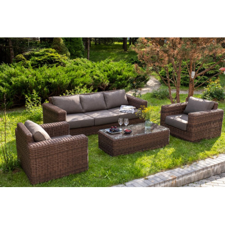 "Барселона" лаунж-зона из искусственного ротанга, цвет коричневый