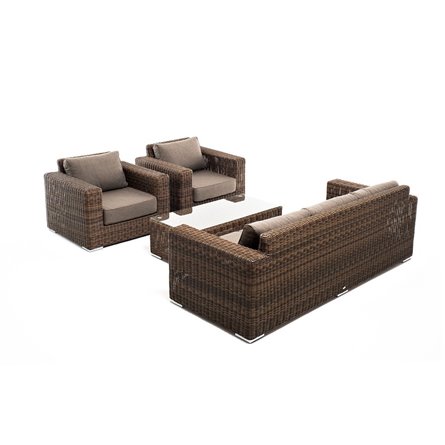 "Барселона" лаунж-зона из искусственного ротанга, цвет коричневый
