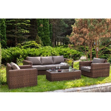 "Барселона" лаунж-зона из искусственного ротанга, цвет соломенный