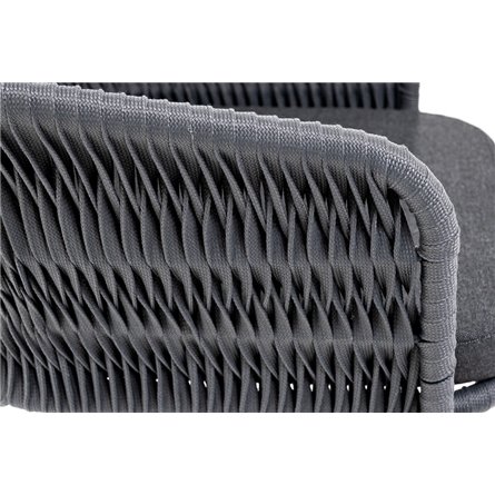 "Бордо" стул барный плетеный из роупа (колос), каркас из стали серый (RAL7022) муар, роуп серый 15мм, ткань темно-серая 027