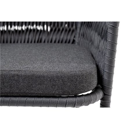 "Бордо" стул барный плетеный из роупа (колос), каркас из стали серый (RAL7022) муар, роуп серый 15мм, ткань темно-серая 027