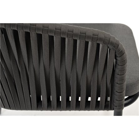 "Бордо" стул плетеный из роупа, каркас алюминий темно-серый (RAL7024) муар, роуп серый 15мм, ткань темно-серая 019