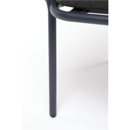 "Бордо" стул плетеный из роупа, каркас алюминий темно-серый (RAL7024) муар, роуп серый 15мм, ткань темно-серая 027