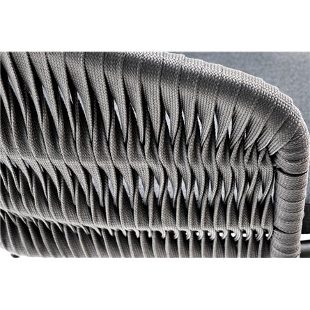 "Бордо" стул плетеный из роупа (колос), каркас алюминий серый (RAL7022) муар, роуп серый 15мм, ткань темно-серая 027