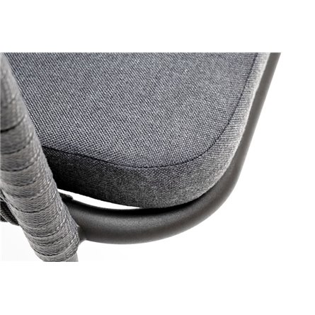 "Бордо" стул плетеный из роупа (колос), каркас алюминий серый (RAL7022) муар, роуп серый 15мм, ткань темно-серая 027