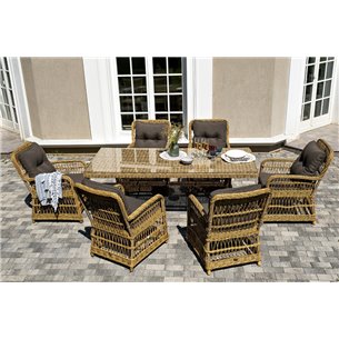 "Цесена" обеденная группа плетеная из искусственного ротанга, цвет соломенный