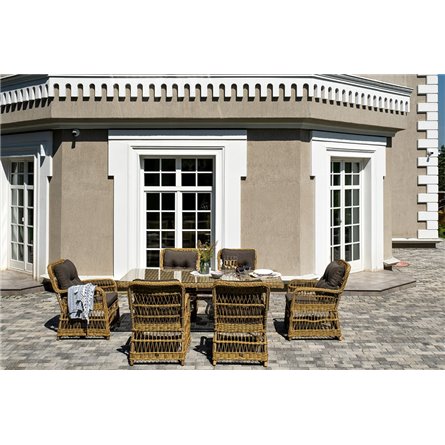 "Цесена" обеденная группа плетеная из искусственного ротанга, цвет соломенный