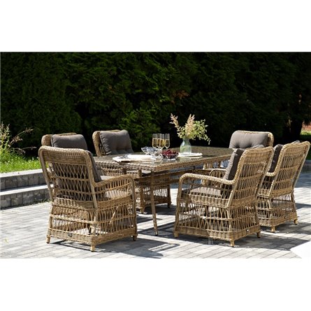 "Цесена" обеденная группа плетеная из искусственного ротанга, цвет соломенный