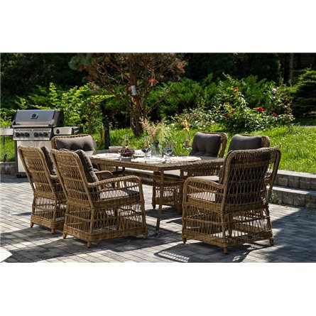 "Цесена" обеденная группа плетеная из искусственного ротанга, цвет соломенный