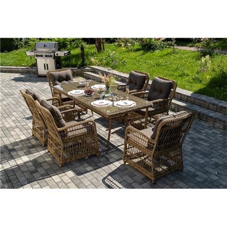 "Цесена" обеденная группа плетеная из искусственного ротанга, цвет соломенный
