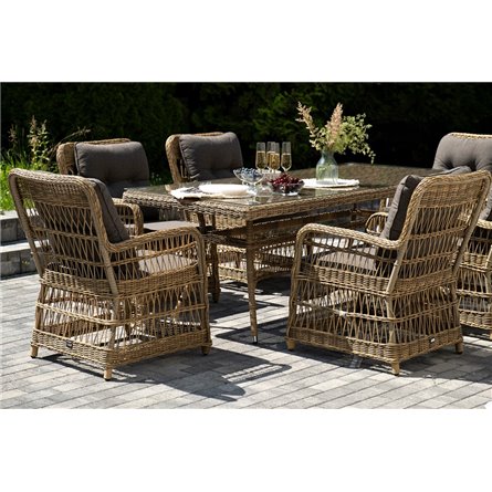 "Цесена" обеденная группа плетеная из искусственного ротанга, цвет соломенный