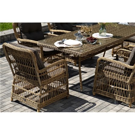 "Цесена" обеденная группа плетеная из искусственного ротанга, цвет соломенный