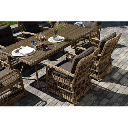 "Цесена" обеденная группа плетеная из искусственного ротанга, цвет соломенный