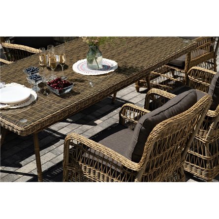 "Цесена" обеденная группа плетеная из искусственного ротанга, цвет соломенный