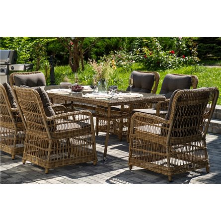 "Цесена" обеденная группа плетеная из искусственного ротанга, цвет соломенный