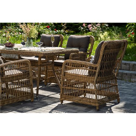 "Цесена" обеденная группа плетеная из искусственного ротанга, цвет соломенный