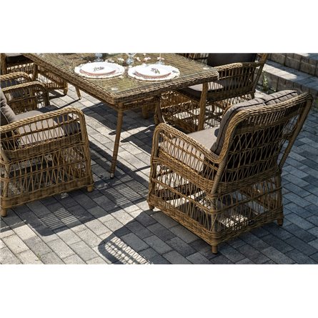 "Цесена" обеденная группа плетеная из искусственного ротанга, цвет соломенный