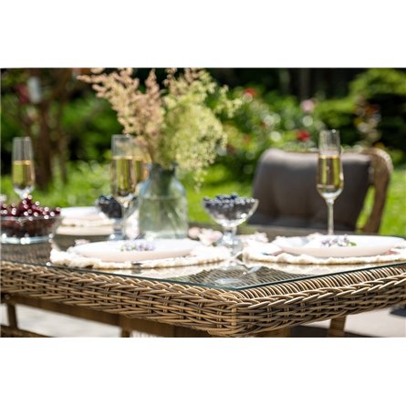 "Цесена" обеденная группа плетеная из искусственного ротанга, цвет соломенный