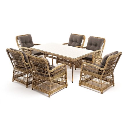 "Цесена" обеденная группа плетеная из искусственного ротанга, цвет соломенный
