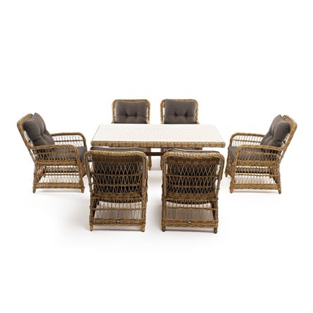 "Цесена" обеденная группа плетеная из искусственного ротанга, цвет соломенный