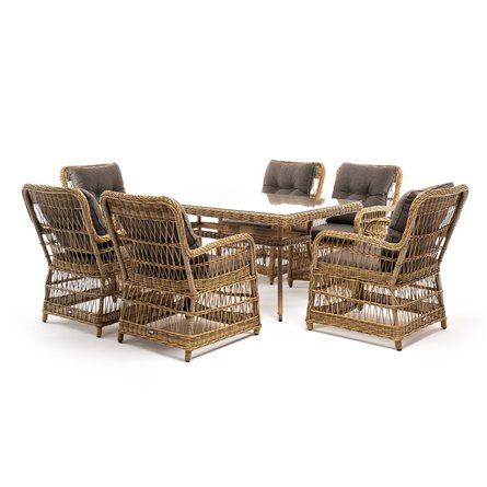 "Цесена" обеденная группа плетеная из искусственного ротанга, цвет соломенный