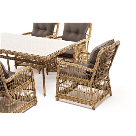 "Цесена" обеденная группа плетеная из искусственного ротанга, цвет соломенный