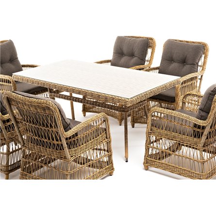 "Цесена" обеденная группа плетеная из искусственного ротанга, цвет соломенный