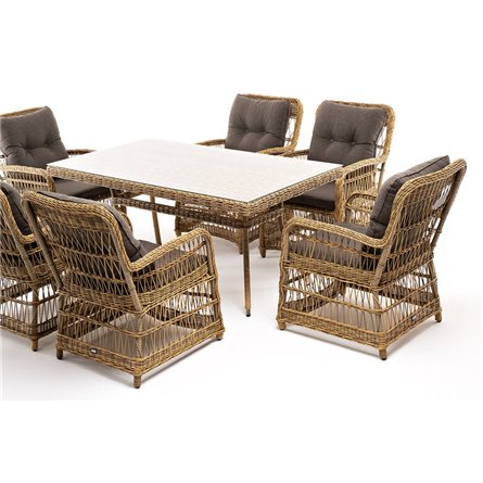 "Цесена" обеденная группа плетеная из искусственного ротанга, цвет соломенный