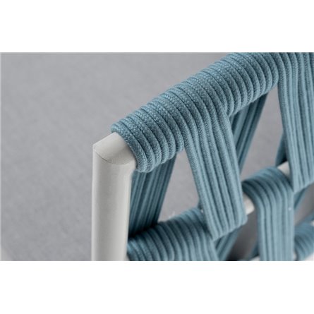 "Диего" диван 2-местный плетеный из роупа, каркас алюминий светло-серый (RAL7035) муар, роуп бирюзовый круглый, ткань светло-сер