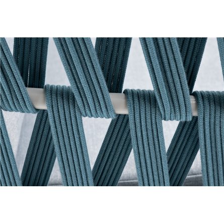 "Диего" диван 2-местный плетеный из роупа, каркас алюминий светло-серый (RAL7035) муар, роуп бирюзовый круглый, ткань светло-сер