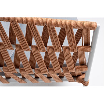 "Диего" диван 2-местный плетеный из роупа, каркас алюминий светло-серый (RAL7035) муар, роуп оранжевый меланж круглый, ткань све