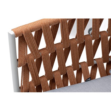 "Диего" диван 2-местный плетеный из роупа, каркас алюминий светло-серый (RAL7035) муар, роуп оранжевый меланж круглый, ткань све