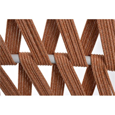 "Диего" диван 2-местный плетеный из роупа, каркас алюминий светло-серый (RAL7035) муар, роуп оранжевый меланж круглый, ткань све