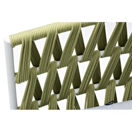 "Диего" диван 2-местный плетеный из роупа, каркас алюминий светло-серый (RAL7035) муар, роуп салатовый меланж круглый, ткань све