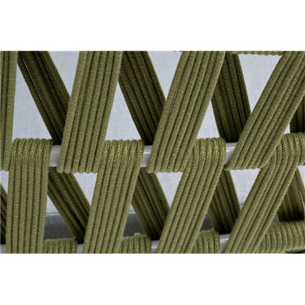 "Диего" диван 2-местный плетеный из роупа, каркас алюминий светло-серый (RAL7035) муар, роуп салатовый меланж круглый, ткань све