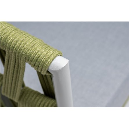 "Диего" диван 2-местный плетеный из роупа, каркас алюминий светло-серый (RAL7035) муар, роуп салатовый меланж круглый, ткань све