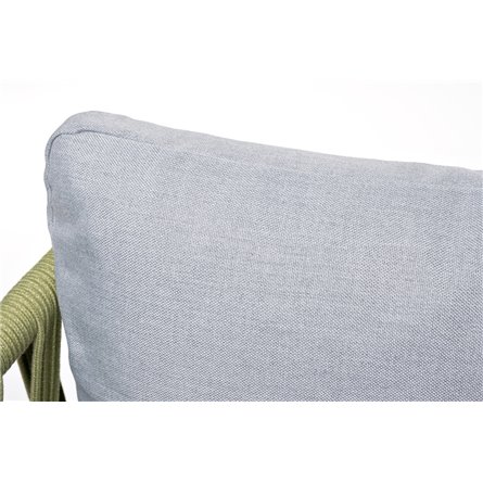 "Диего" диван 2-местный плетеный из роупа, каркас алюминий светло-серый (RAL7035) муар, роуп салатовый меланж круглый, ткань све