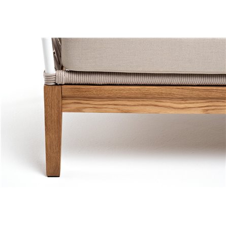 "Диего" диван 2-местный плетеный из роупа, основание дуб, каркас алюминий светло-серый (RAL7035) муар, роуп бежевый круглый, тка