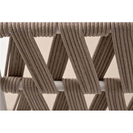 "Диего" диван 2-местный плетеный из роупа, основание дуб, каркас алюминий светло-серый (RAL7035) муар, роуп бежевый круглый, тка