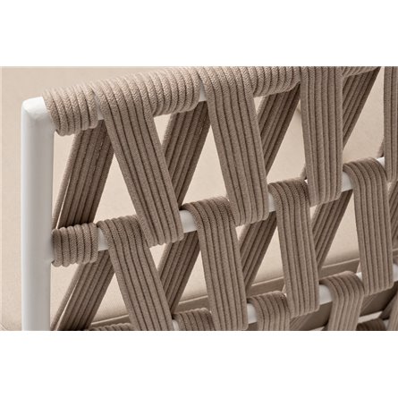 "Диего" диван 2-местный плетеный из роупа, основание дуб, каркас алюминий светло-серый (RAL7035) муар, роуп бежевый круглый, тка