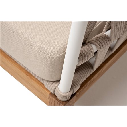 "Диего" диван 2-местный плетеный из роупа, основание дуб, каркас алюминий светло-серый (RAL7035) муар, роуп бежевый круглый, тка