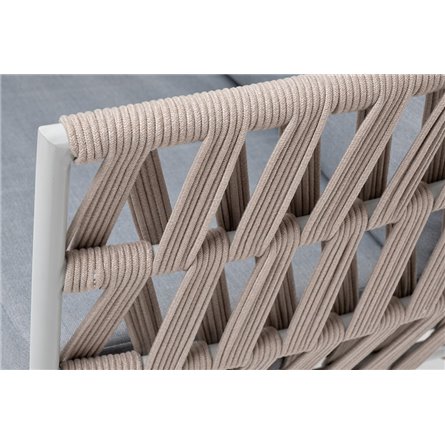 "Диего" кресло плетеное из роупа, каркас алюминий светло-серый (RAL7035) муар, роуп бежевый круглый, ткань светло-серая