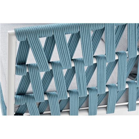 "Диего" кресло плетеное из роупа, каркас алюминий светло-серый (RAL7035) муар, роуп бирюзовый круглый, ткань светло-серая