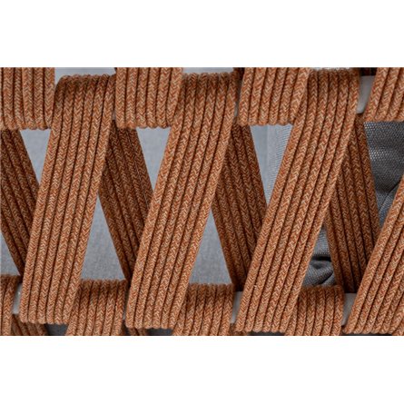 "Диего" кресло плетеное из роупа, каркас алюминий светло-серый (RAL7035) муар, роуп оранжевый меланж круглый, ткань светло-серая