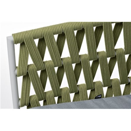 "Диего" кресло плетеное из роупа, каркас алюминий светло-серый (RAL7035) муар, роуп салатовый меланж круглый, ткань светло-серая